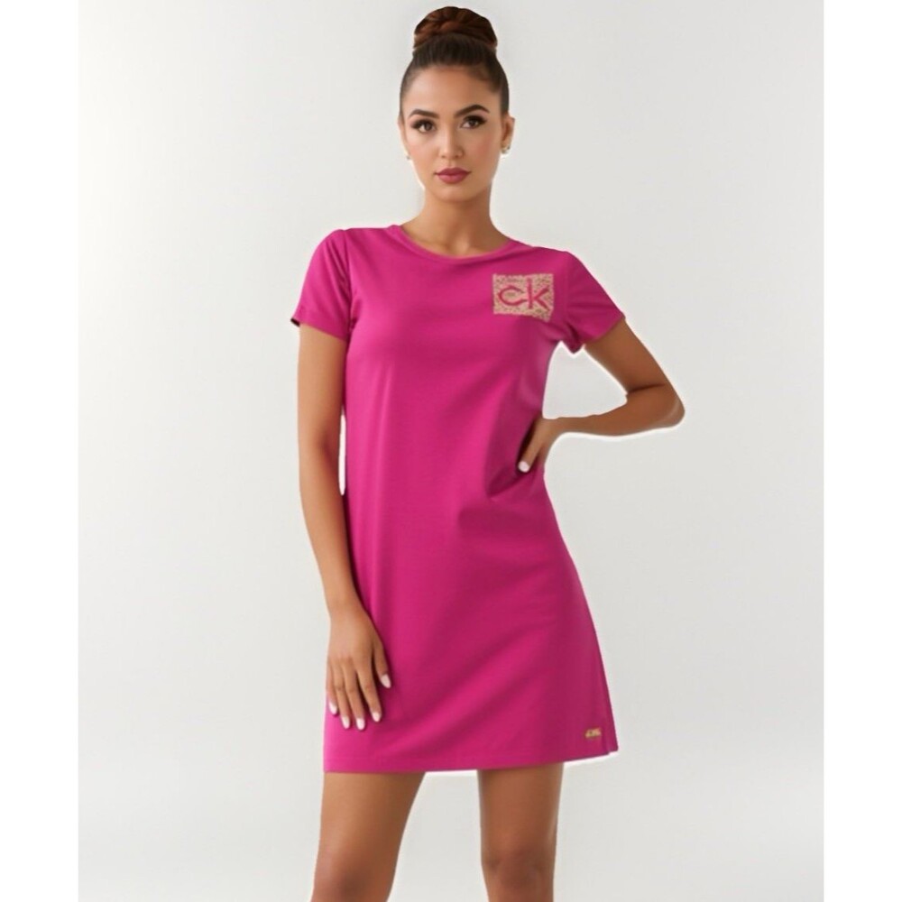 Calvin Klein Pink Dress Women's Size Medium Stretch Casual Sparkly